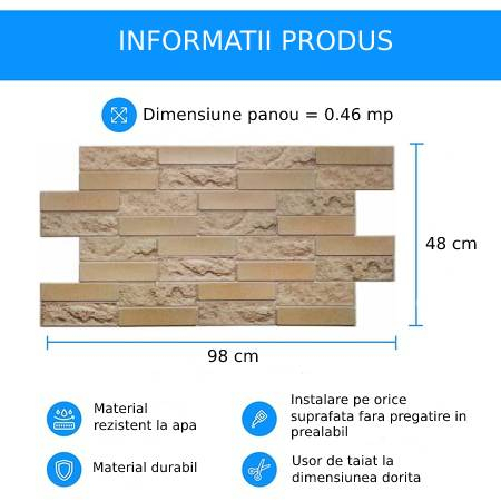 Panou decorativ cărămidă din PVC cu relief maro-gri, montat pe peretele unei bucătării în stil loft [5]