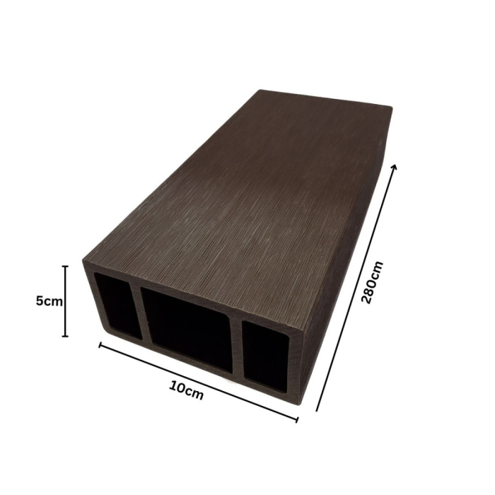 Profil dreptunghiular ranforsat din WPC co-extrudat, Naimeed D7502, 280×10×5 cm, maro închis [2]