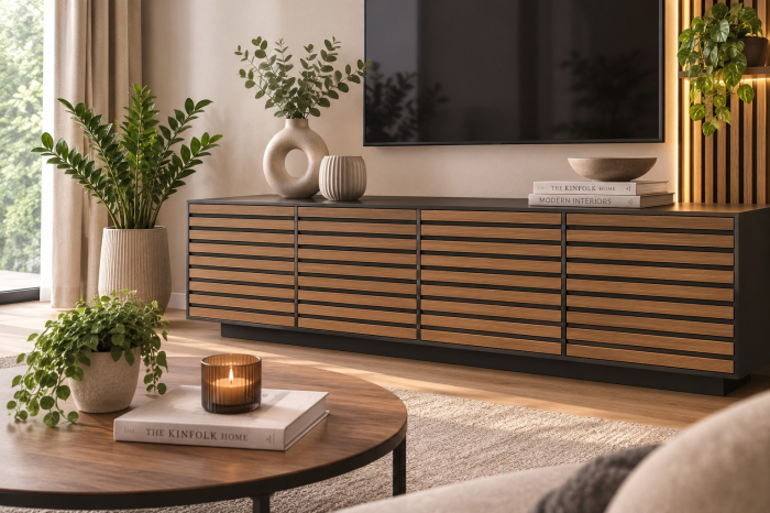 Riflaj acustic nuc 600 x 600 mm montat pe peretele din spatele unui birou de acasă [2]