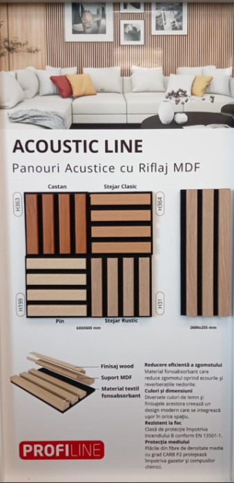 Riflaj Interior Profiline, MDF Stejar Rustic 600x600x21 mm [2]