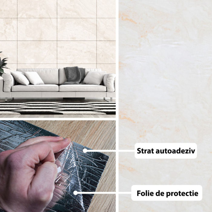 Rola panou autoadeziv, Naimeed D5680, design modern, 2mm grosime, 60x300cm, Crem [2]
