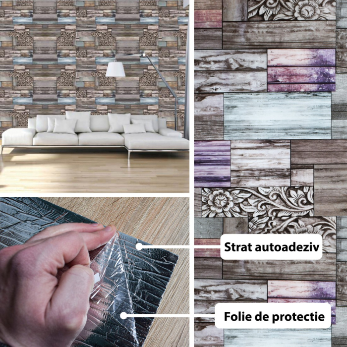 Rola panou autoadeziv, Naimeed D5685, design modern, 2mm grosime, 60x300cm, Multicolor [2]