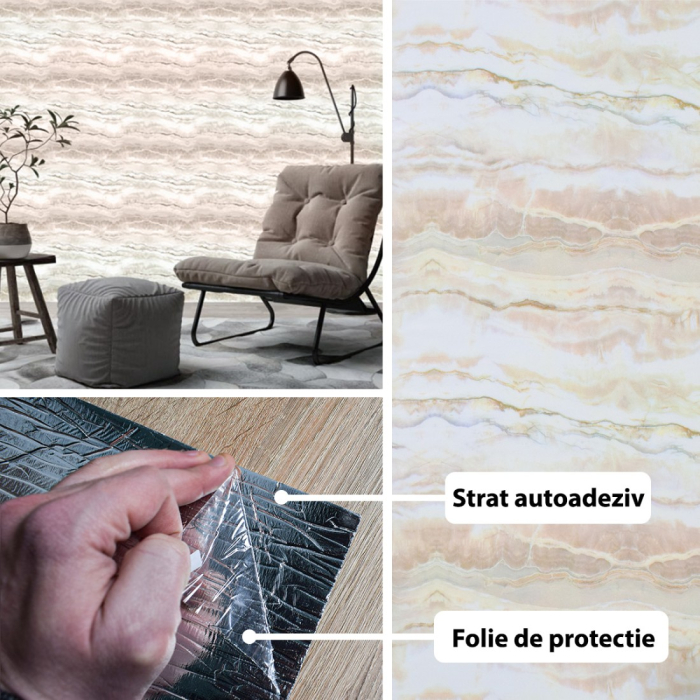 Rola panou autoadeziv, Naimeed D5687, design modern, 2mm grosime, 60x300cm, Crem [2]