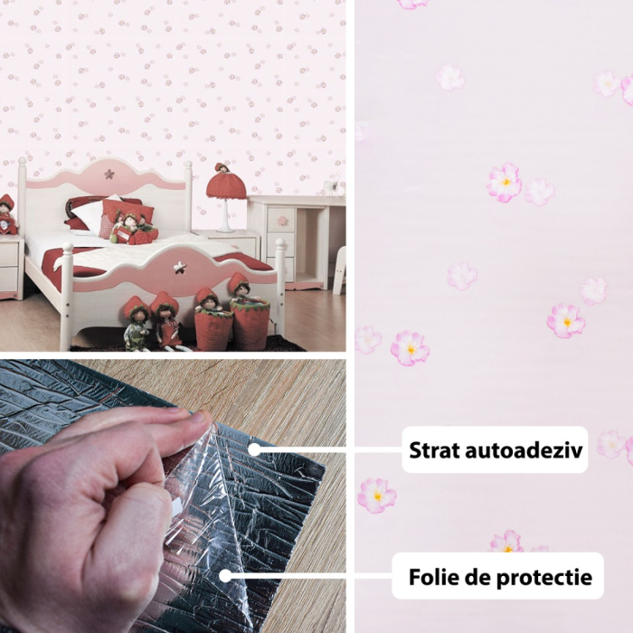 Rola panou autoadeziv, Naimeed D5689, design modern, 2mm grosime, 60x300cm, Roz [2]