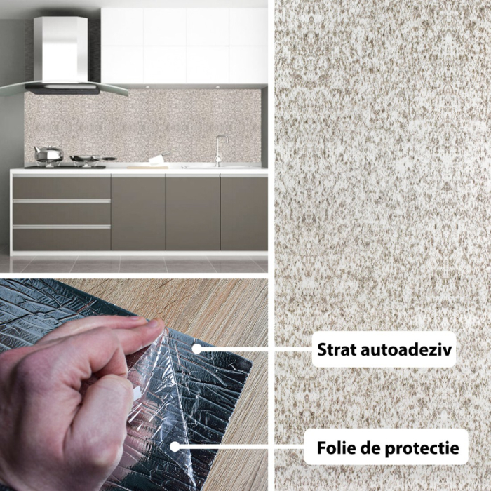 Rola panou autoadeziv, Naimeed D5697, design modern, 2mm grosime, 60x300cm, Crem [2]