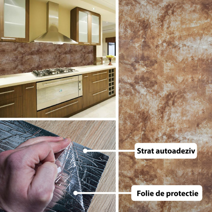 Rola panou autoadeziv, Naimeed D5699, design modern, 2mm grosime, 60x300cm, Maro [2]