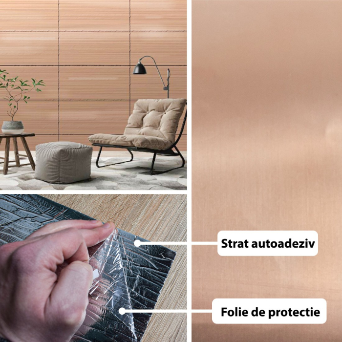 Rola panou autoadeziv, Naimeed D5712, design modern, 2mm grosime, 60x300cm, Cupru [2]