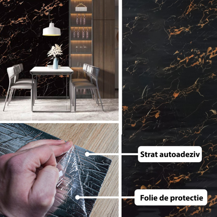 Rola panou autoadeziv, Naimeed D5720, design modern, 2mm grosime, 60x300cm, Negru [2]