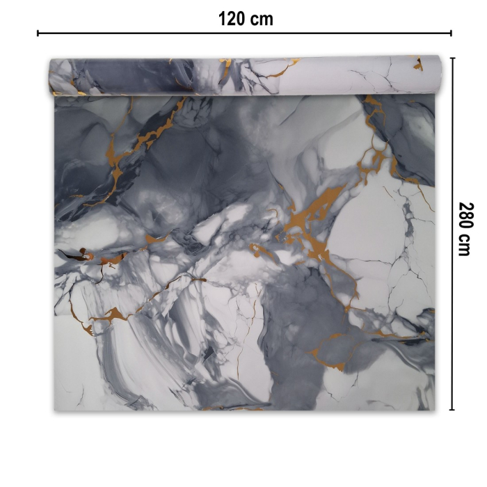 Rola panou autoadeziv, PET premium, cu pelicula protectoare, Naimeed D7402, design modern, 2.5mm grosime, 120x280cm, Gri [2]