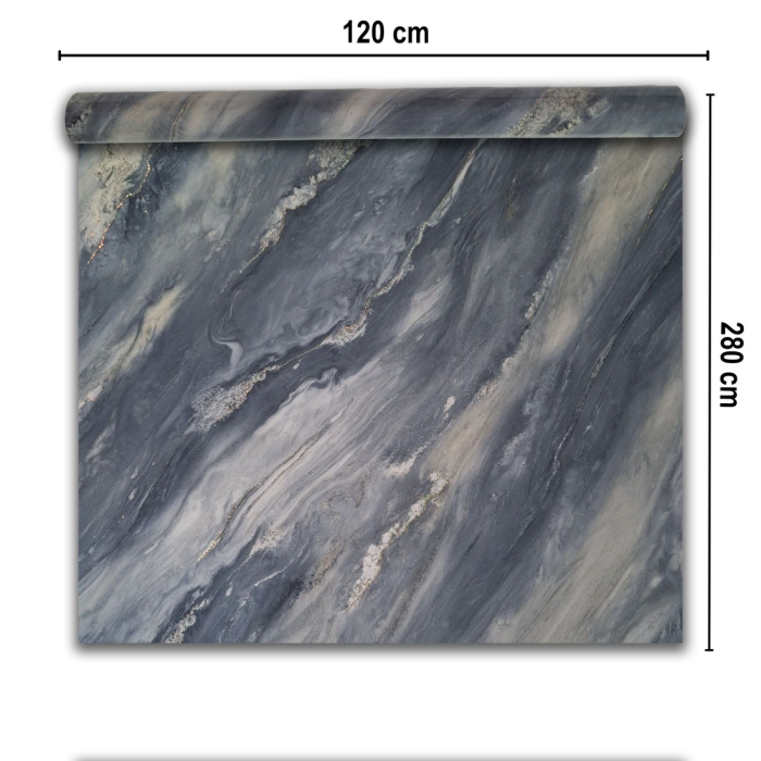 Rola panou autoadeziv, PET premium, cu pelicula protectoare, Naimeed D7407, design modern, 2.5mm grosime, 120x280cm, Gri [2]