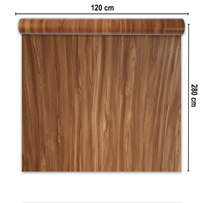 Rola panou autoadeziv, PVC premium, Naimeed D7411, textura usor in relief, cu aspect lemnos, 2.5mm grosime, 120x280cm, Maro [2]