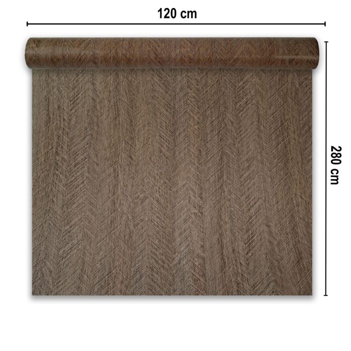 Rola panou autoadeziv, PVC premium, Naimeed D7412, textura usor in relief, cu aspect lemnos, 2.5mm grosime, 120x280cm, Maro [2]