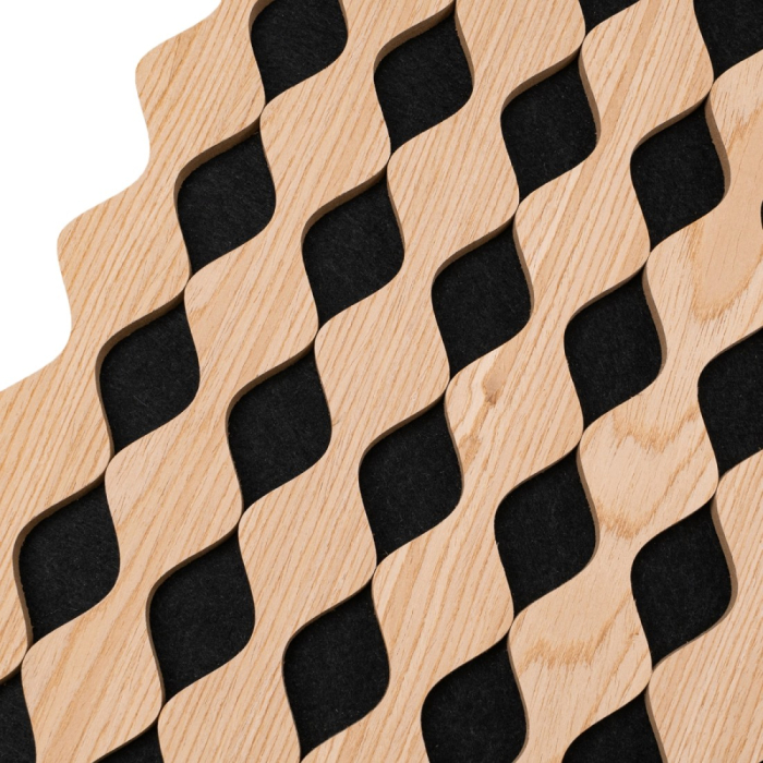 Set 3 Panouri riflaj acustic decorativ, MDF si pasla, Naimeed D6233, 240x30x1.8cm, Castan [3]