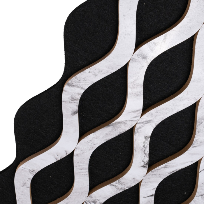 Set 3 Panouri riflaj acustic decorativ, MDF si pasla, Naimeed D6238, 240x30x1.8cm, Alb [3]