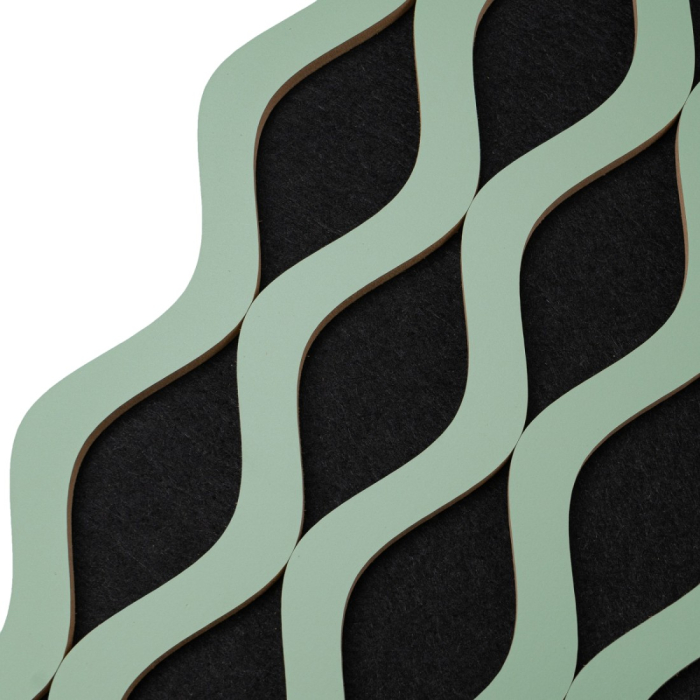 Set 3 Panouri riflaj acustic decorativ, MDF si pasla, Naimeed D6240, 240x30x1.8cm, Verde [3]