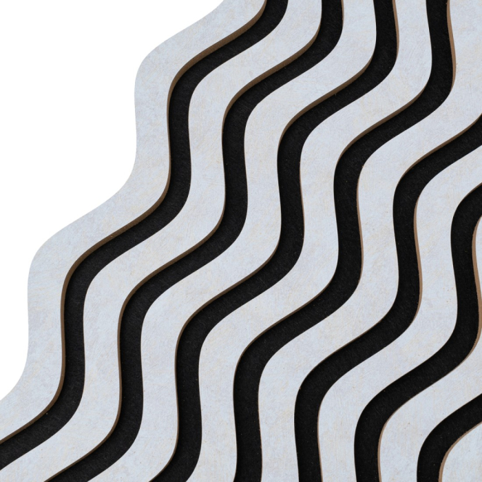 Set 3 Panouri riflaj acustic decorativ, MDF si pasla, Naimeed D6245, 240x30x1.8cm, Gri [3]