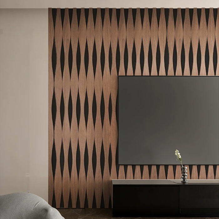 Set 3 Panouri riflaj acustic decorativ, MDF si pasla, Naimeed D6250, 240x30x1.8cm, Tec [2]