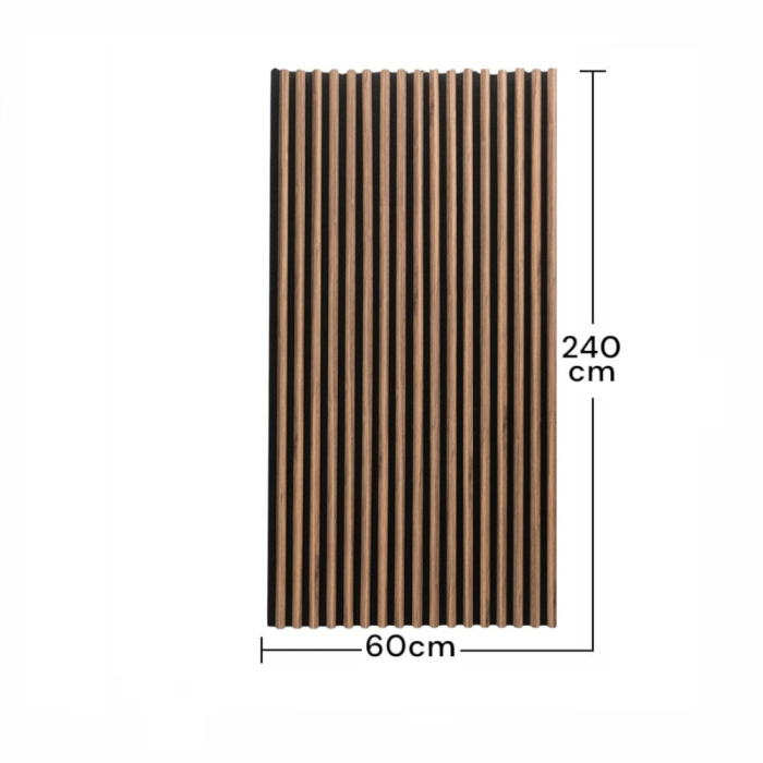 Set 4 Panouri riflaje acustice decorative, MDF si pasla, Naimeed D6781, 240x60x2.1cm, Stejar inchis [10]