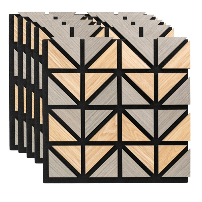 Set 5 Panouri riflaje acustice decorative, HDF si pasla, Naimeed D6750, 50x50x1.8cm, Multicolor [1]