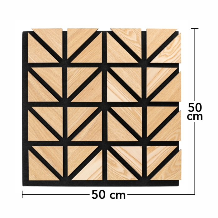 Set 5 Panouri riflaje acustice decorative, HDF si pasla, Naimeed D6751, 50x50x1.8cm, Stejar [8]