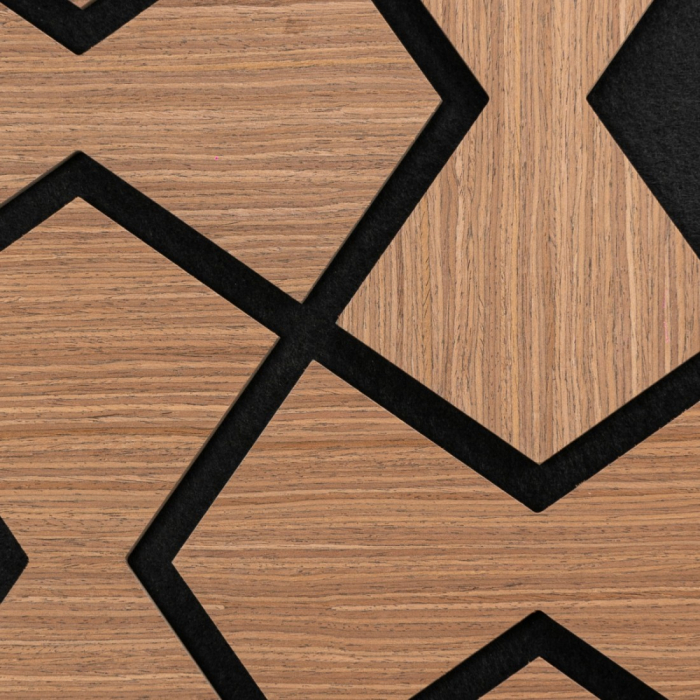 Set 5 Panouri riflaje acustice decorative, HDF si pasla, Naimeed D6753, 85x48x1.8cm, Stejar Inchis [4]