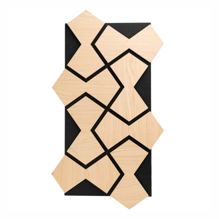 Set 5 Panouri riflaje acustice decorative, HDF si pasla, Naimeed D6754, 85x48x1.8cm, Stejar deschis [2]
