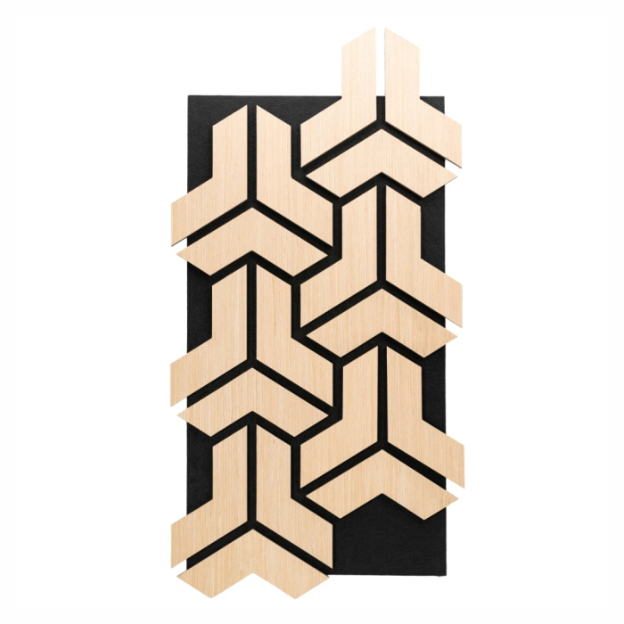 Set 5 Panouri riflaje acustice decorative, HDF si pasla, Naimeed D6759, 90x45x1.8cm, Stejar deschis [2]
