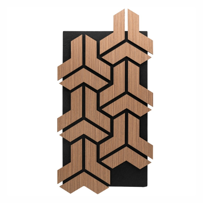 Set 5 Panouri riflaje acustice decorative, HDF si pasla, Naimeed D6761, 90x45x1.8cm, Stejar inchis [2]