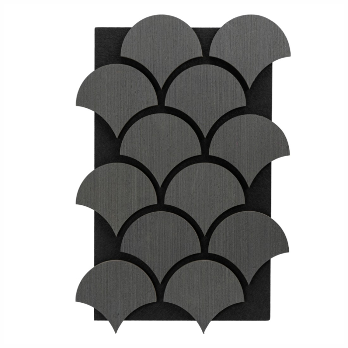 Set 5 Panouri riflaje acustice decorative, HDF si pasla, Naimeed D6762, 60x40x1.8cm, Gri [2]
