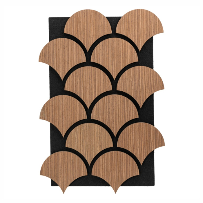 Set 5 Panouri riflaje acustice decorative, HDF si pasla, Naimeed D6764, 60x40x1.8cm, Stejar inchis [2]
