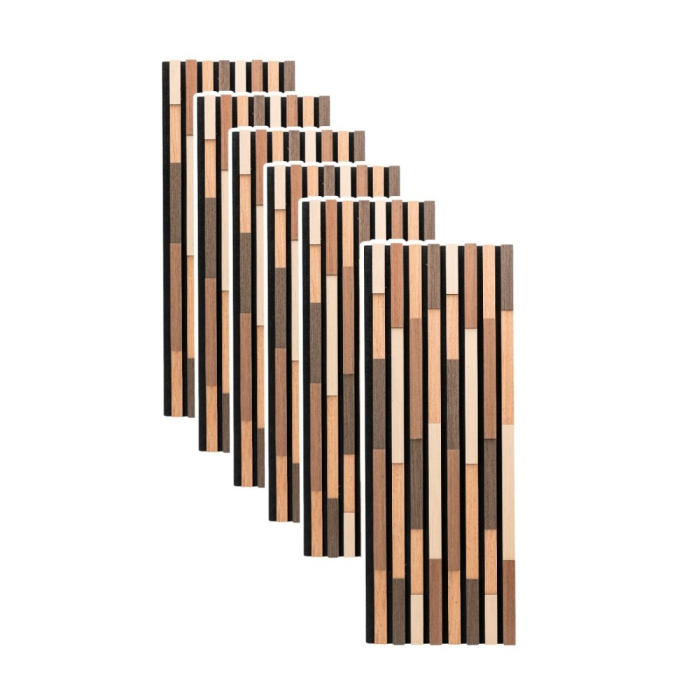 Set 5 Panouri riflaje acustice decorative, HDF si pasla, Naimeed D6779, 80x30x1.8cm, Multicolor [1]