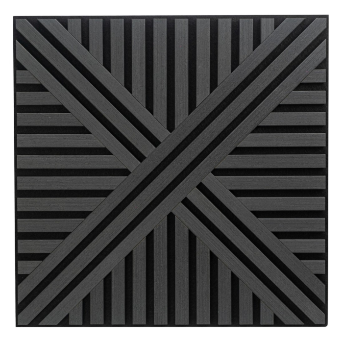 Set 5 Panouri riflaje acustice decorative, MDF si pasla, Naimeed D6766, 60x60x1.8cm, Negru [2]