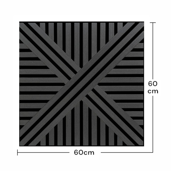 Set 5 Panouri riflaje acustice decorative, MDF si pasla, Naimeed D6766, 60x60x1.8cm, Negru [7]