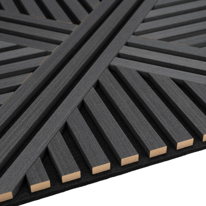 Set 5 Panouri riflaje acustice decorative, MDF si pasla, Naimeed D6766, 60x60x1.8cm, Negru [3]