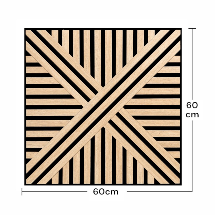 Set 5 Panouri riflaje acustice decorative, MDF si pasla, Naimeed D6767, 60x60x1.8cm, Stejar [7]