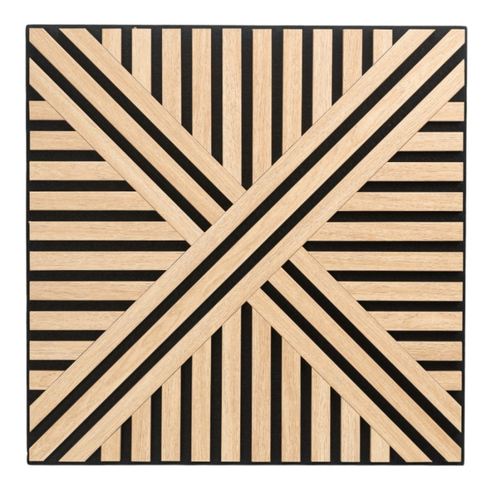 Set 5 Panouri riflaje acustice decorative, MDF si pasla, Naimeed D6767, 60x60x1.8cm, Stejar [2]