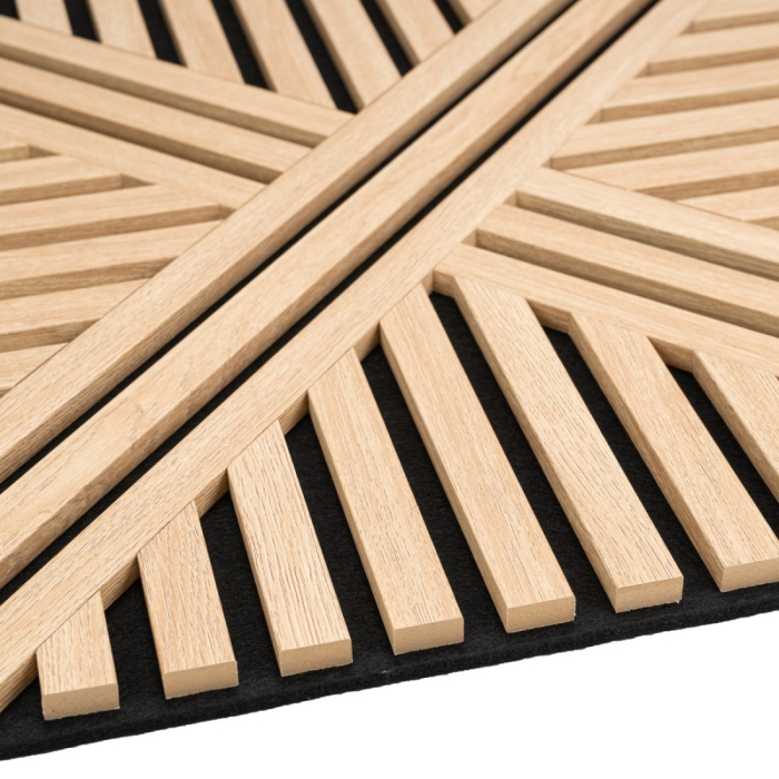 Set 5 Panouri riflaje acustice decorative, MDF si pasla, Naimeed D6767, 60x60x1.8cm, Stejar [3]