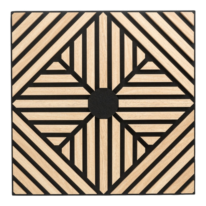 Set 5 Panouri riflaje acustice decorative, MDF si pasla, Naimeed D6768, 60x60x1.8cm, Stejar [2]