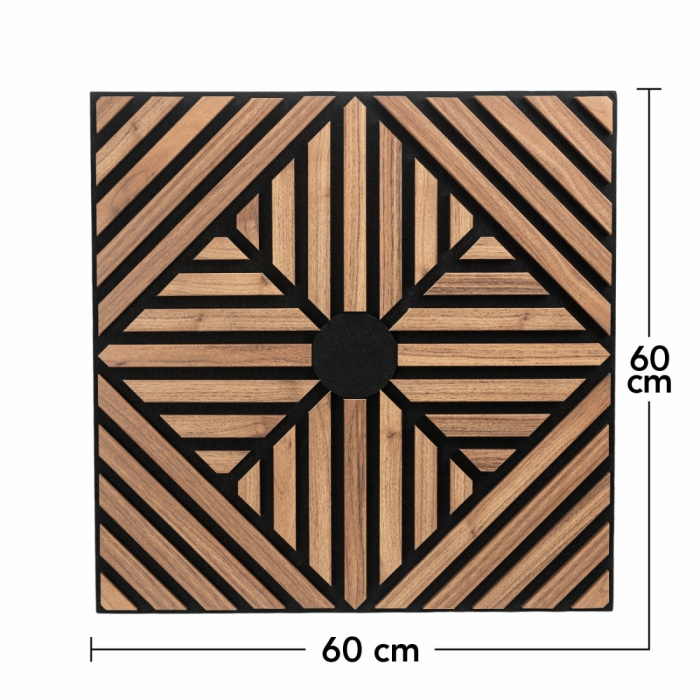Set 5 Panouri riflaje acustice decorative, MDF si pasla, Naimeed D6770, 60x60x1.8cm, Stejar inchis [8]