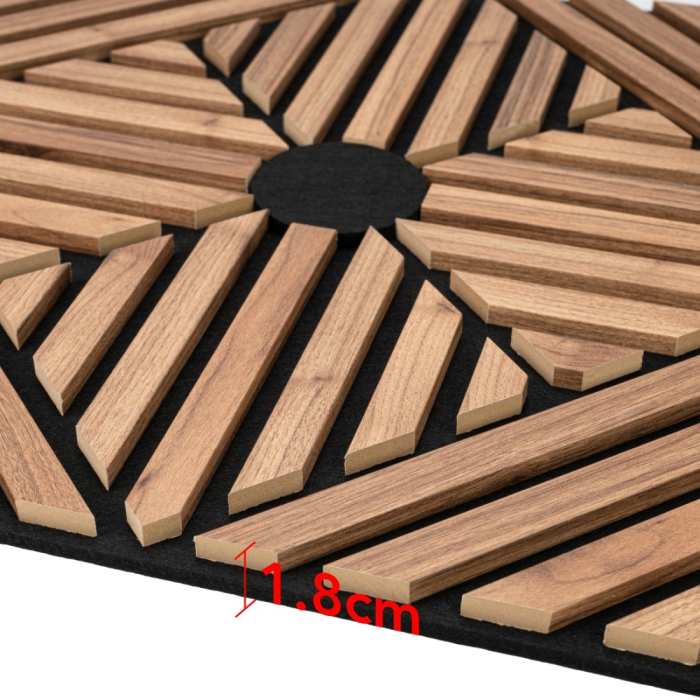 Set 5 Panouri riflaje acustice decorative, MDF si pasla, Naimeed D6770, 60x60x1.8cm, Stejar inchis [4]