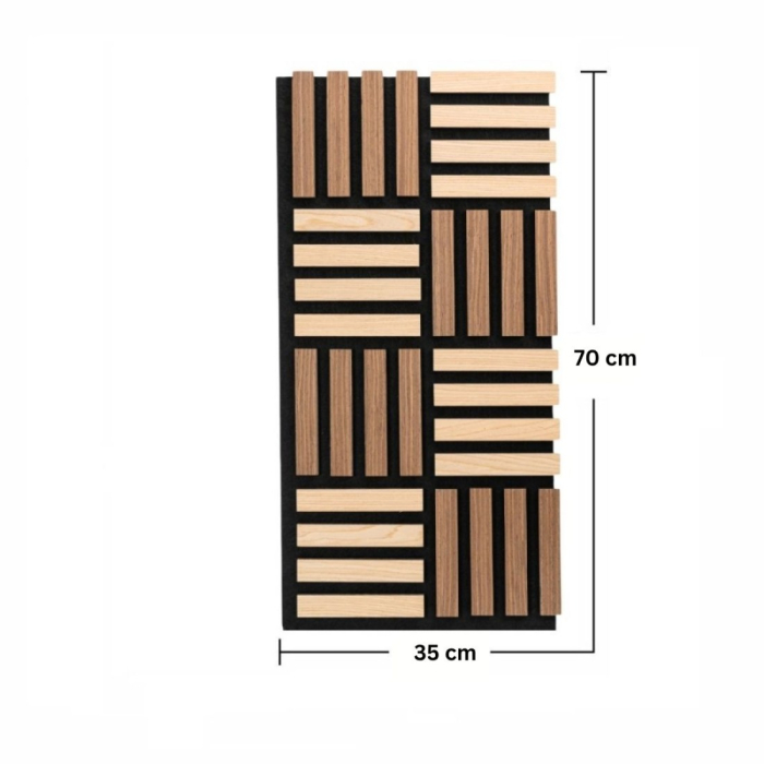 Set 5 Panouri riflaje acustice decorative, MDF si pasla, Naimeed D6773, 70x35x2.1cm, Stejar/Stejar inchis [7]