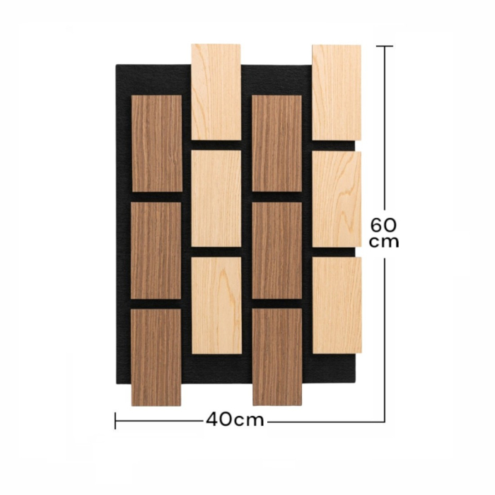 Set 5 Panouri riflaje acustice decorative, MDF si pasla, Naimeed D6775, 60x40x2.1cm, Stejar/Stejar inchis [7]