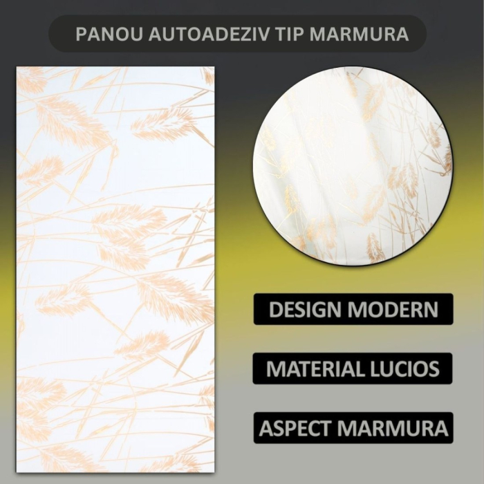 Set 6 panouri decorative autoadezive cu folie de aluminiu, efect marmura,  suprafata acoperita 1.08 m², Naimeed D7109, 60x30 cm, Alb [7]