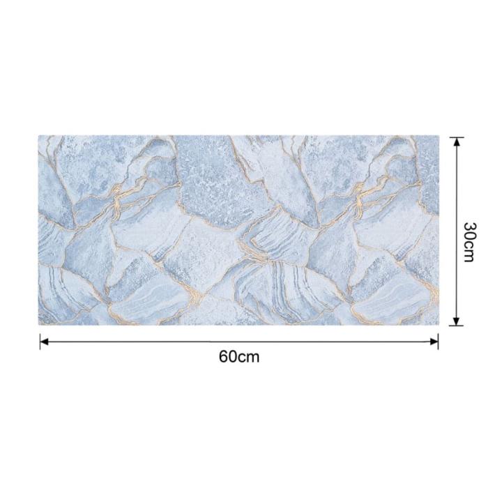 Set 6 panouri decorative autoadezive cu folie de aluminiu, efect marmura,  suprafata acoperita 1.08 m², Naimeed D7112, 60x30 cm, Albastru [10]