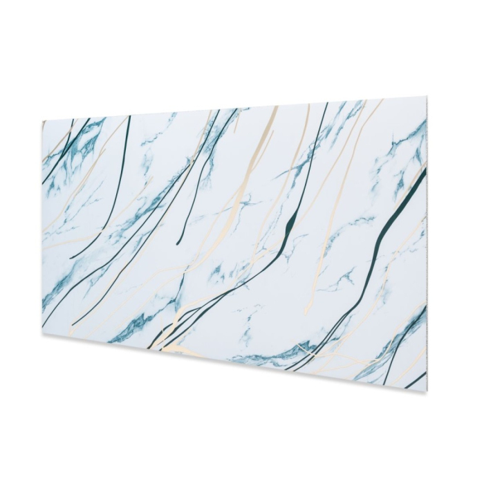 Set 6 panouri decorative autoadezive cu folie de aluminiu, efect marmura,  suprafata acoperita 1.08 m², Naimeed D7125, 60x30 cm, Alb/Albastru [3]