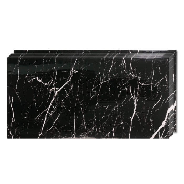 Set 6 panouri decorative, Naimeed D6573, Autoadeziv, aspect lucios, suprafata acoperita 1.08 mp, 30x60 cm, Negru [2]