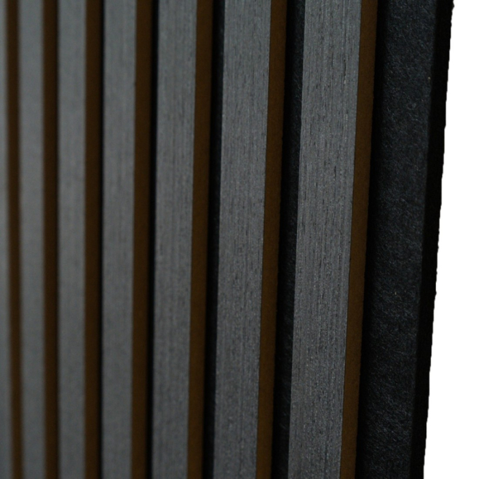 Set 6 Panouri riflaj acustic decorativ, MDF si pasla, Naimeed D7103, 270x30x1.8cm, Gri inchis [2]