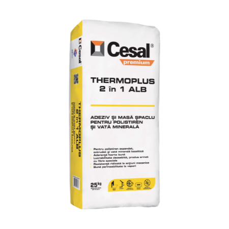 Adeziv termoizolant - Cesal Thermoplus 2 În 1 Alb - 25 kg