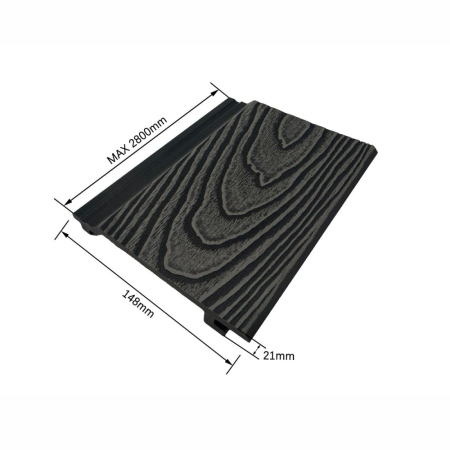 Lambriu riflaj WPC, pentru exterior, montaj rapid, rezistenta ridicata, Naimeed D7497, 2800 x 148 x 21 mm, Stejar gri [1]
