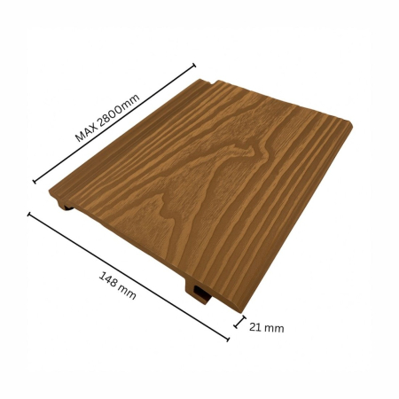 Lambriu riflaj WPC, pentru exterior, montaj rapid, rezistenta ridicata, Naimeed D7498, 2800 x 148 x 21 mm, Tec [1]